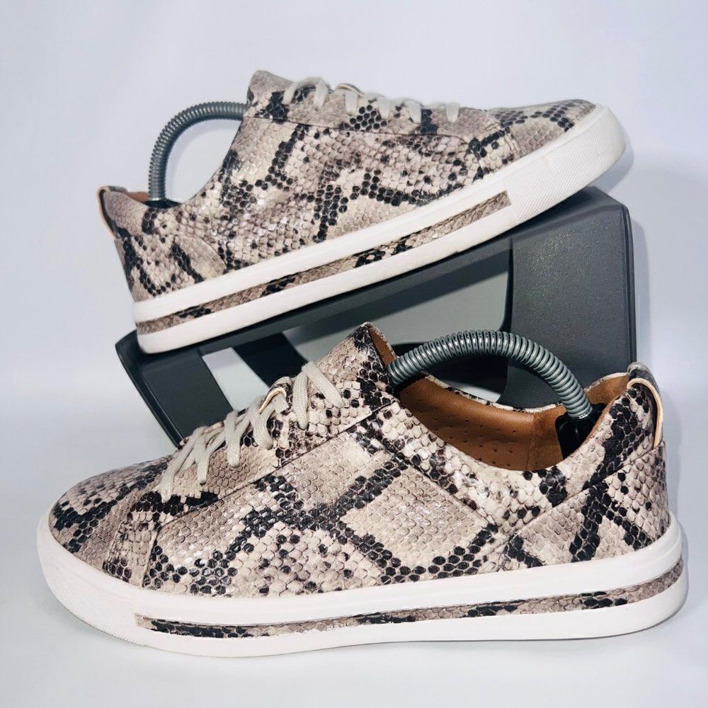 Clarks Un Maui Lace Natural Snake Unstructured 15764 Beige Women's 6 - Picture 1 of 11